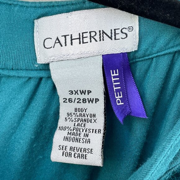 Catherines Womens Plus 3XWP Teal Sleeveless Crochet Maxi Dress Drawstring Waist - Picture 3 of 9